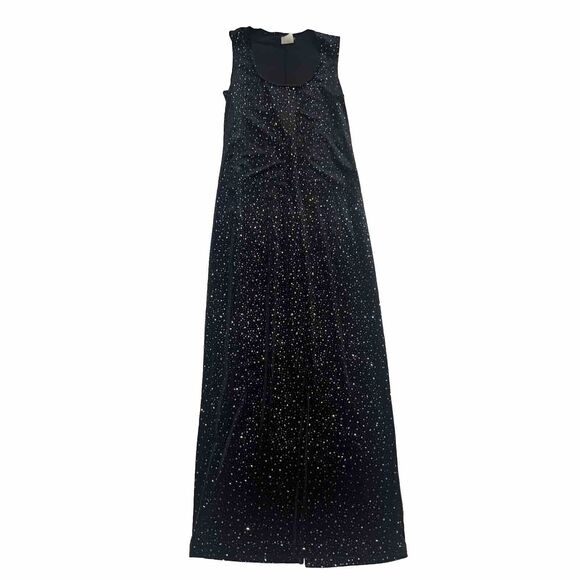 Women’s S Small Prom Vintage Gothic Maxi Dress Sparkles 90s Velvet - Picture 1 of 10